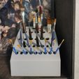 Brush-Holder-6.png.jpeg Brush Holder for Painting – Multi-Size Organizer (17×11mm + 16mm + 21mm Holes) | No Supports