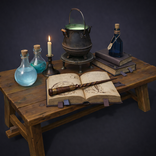 Set 9 pcs. for Diorama Table Sorcerer Wizard Wizard All Necessities