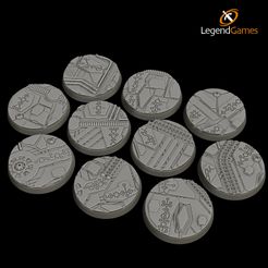 Necron-Bases-40mm-Thumbnail-V1.jpg STL file 40mm Necron Base Set - Round x10 - LegendGames・3D printer design to download