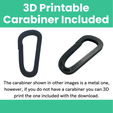 STL-3D-Printed-File-Golf-Ball-and-Tee-Holder-3D-Printable-Carabiner.png Golf Ball Holder - Holds 3 Golf Balls & 2 Golf Tees