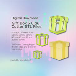 Cover-7.png Файл 3D Резак для глины STL файл - Подарочная коробка 3 - Рождественский подарок Серьги Цифровой файл Скачать - 8 размеров и 2 версии резака, резак для печенья・Дизайн 3D-печати для загрузки3D