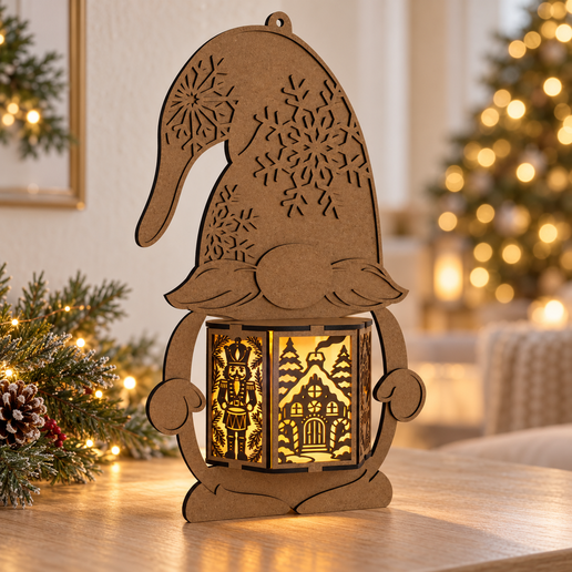 Christmas Gnome Lantern - Nutcracker and Train Laser Cut SVG