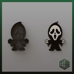 PACK-GHOSTFACE-LLAVERO-CORTADOR-DE-GALLETAS.jpg STL file KEYCHAIN + COOKIE CUTTER PACK GHOSTFACE - HALLOWEEN 2K23・3D printing idea to download