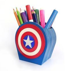 capitan-america.jpg Файл STL captain america pencil・Дизайн 3D принтера для загрузки