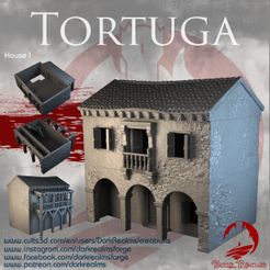 y wwW.facebook.com/darkrealmsforge — wuwwW.patreon.com/darkrealms WWW. ‘instagram. Bootie Sear Archivo 3D Dark Realms - Tortuga Spanish Quarter - Casa 1・Diseño imprimible en 3D para descargar
