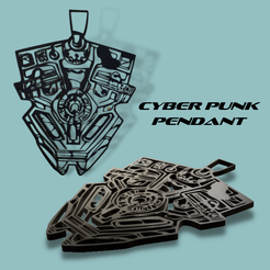 CYBER-PUNK-EARRINGS-6.png STL file Cyber Punk Key Chain Pendant・3D printer design to download