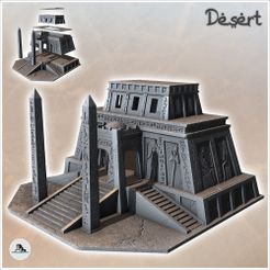 1-PREM.jpg Egyptian Temple with Double Obelisk and Multiple Access Stairs (16) - Canyon Sandy Landscape 28mm 15mm RPG DND Nomad Desertland African