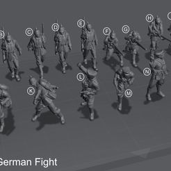 28 mm German Fight WW1 German Squad - Wargame - 28mm - Files Pre-supported