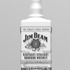 Capture-d’écran-1177.png STL file lamp lithophany bottle bourbon whisky jim beam square・3D print model to download