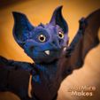 Bat-0417.jpg Archivo 3D Juguete articulado con forma de murciélago, cuerpo imprimible, cabeza encajable, linda flexi・Objeto para impresora 3D para descargar, MatMire_Makes