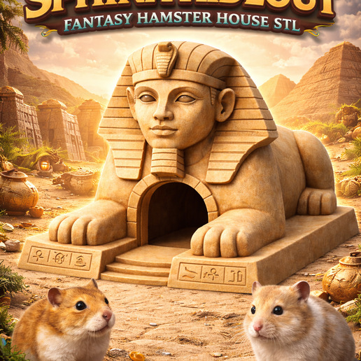 Pharaoh Sphinx Hamster House - Egyptian Fantasy Hideout STL (FDM Optimized, No Supports Required)