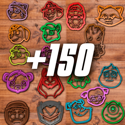 -150.png STL file All high detailed cookie cutter sets (+150 cookie cutters)・3D printer model to download, davidruizo