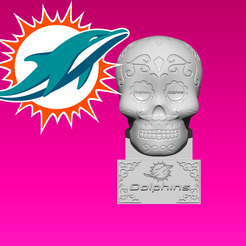 hhj.png MIAMI DOLPHINS SUGAR SKULL HEAD decoración - Impresión 3d
