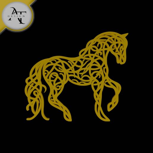 Horse - Line Art - 2D Wall Art Decor 3D model
