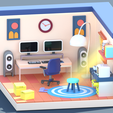 Habiitacion3.png "Low Poly Isometric Room - Set complet de bureau et d'accessoires".