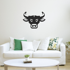 display.png STL file Bulls Head - Wall Art Decor・3D printer design to download