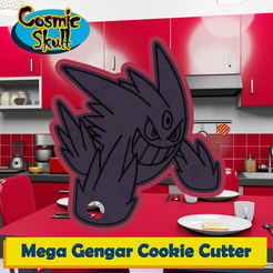 094-M-Gengar-2D.png Fichier STL Découpeur de biscuits Mega Gengar・Design pour imprimante 3D à télécharger