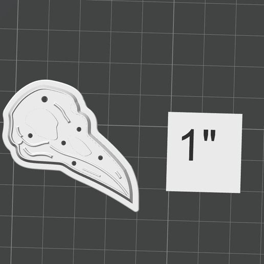 crow-sizing.jpg Crow Skull Polymer Clay Cutter