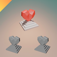 heart-temple-3.png Coração geométrico sobre pedestal STL - Prenda do dia dos namorados e decoração moderna para casa, imprimível em 3D - Escultura poligonal de um coração - Inclui ficheiro GLB com textura