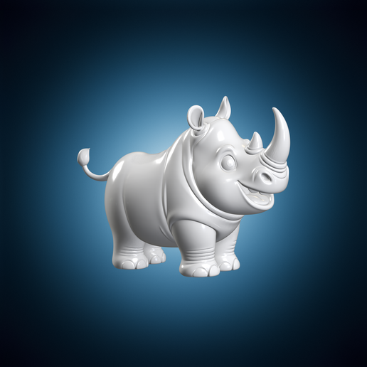 Cartoon Rhino 3D Print Model