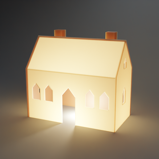 Christmas Village Inn Lantern - Wide LED Tealight House with Two Chimneys, Customizable (No Supports)