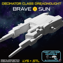 Ship-43-Decimator.png Decimator Class Dreadnought for Brave Sun, A Billion Suns, Firestorm, and other Starship Miniatures Games