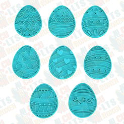 Easter-cute-eggs-cookie-cutter-set-of-8.png Datei 3D Ostern niedliche Eier Ausstechformen Satz von 8・Design für 3D-Drucker zum herunterladen