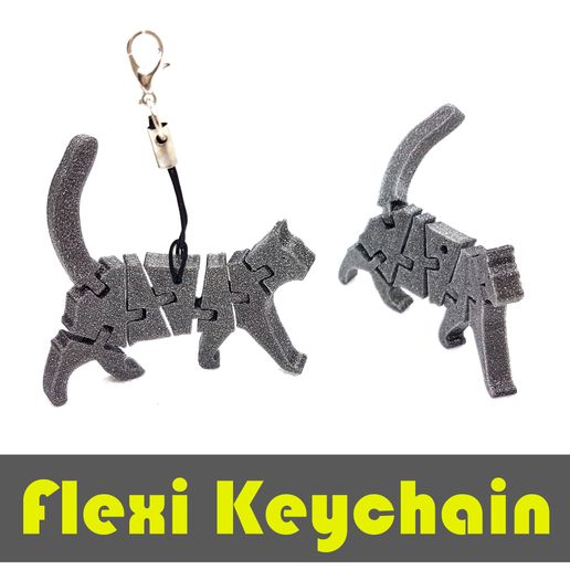 Flexi Articulated Keychain - Cat 3D model