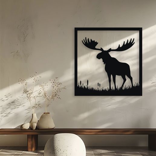 Moose Silhouette Wall Decor Art 3D model