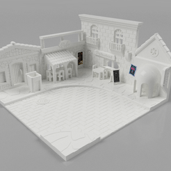 01.png Fichier STL 1/64 Hot Wheels Mediterranean Town Diorama・Objet pour imprimante 3D à télécharger