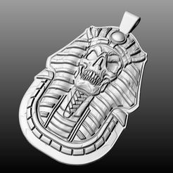 1.jpeg STL file Egyptian Pharaoh Skull Pendant Gold 3D・Template to download and 3D print