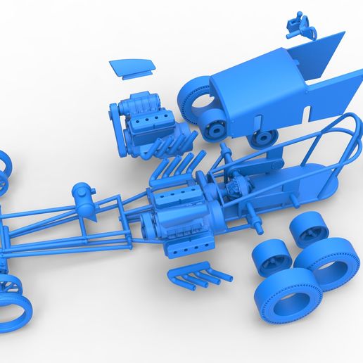 67.jpg Diecast Front engine old school 6 wheeled dragster Scale 1:25