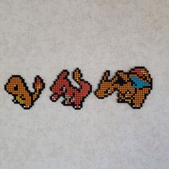 char.jpg STL file Charmander Evolution pixel art・3D print object to download