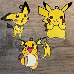 team pika.jpg Fichier STL 3 Ornements Pokemon team Pikachu・Design pour impression 3D à télécharger