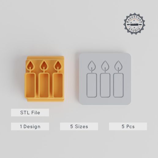 Candle Stamp Tile Bundle, 5 Motif Sizes 20-40mm, Perfect for Clay, Cookies & Fondant 3D model