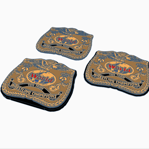 🤼 3x WWF 90s TAG TEAM CHAMPIONSHIP Plate by MANIACMANCAVE3D・ STL
