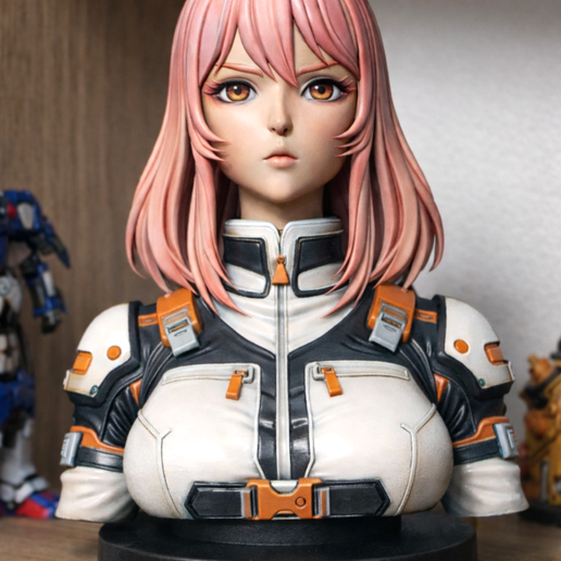 Female Sci-Fi Mecha Pilot Bust – Anime Style STL