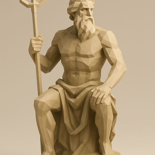 Poseidon Statue – Low Poly 3D Sculpture Model 3D model