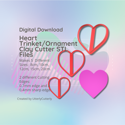 Cover-7.png Clay Cutter STL File Heart Trinket/Ornament - Home Decor Digital File Download- 5 sizes and 2 Cutter Versions, cookie cutter