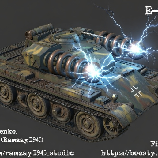 🪖 E-55 Tesla German fictional tank 1:100・ STL File for 3D printing・Cults