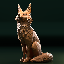 SittingFoxRenderFinal1.png OBJ file SITTING FOX - EASY PRINT・3D printable design to download