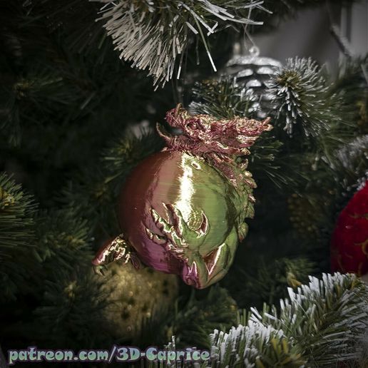 Drago_FDM_03.jpg Brinquedo para árvore de Natal, enfeite de Natal, dragão gordo