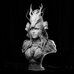 03.png STL-Datei SAMURAI ARMOR Dragon - GIRL BUST・3D-Drucker-Vorlage zum herunterladen