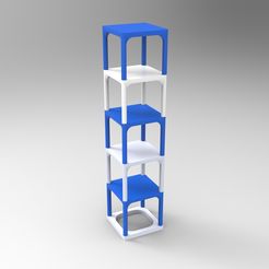 rendu enssemble  bleu blanc.jpg STL file Small table that can be transformed into a custom-made shelf・3D printer design to download