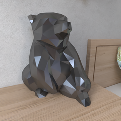 Seated-Bear.png Archivo STL Bear Seated lowpoly・Objeto imprimible en 3D para descargar