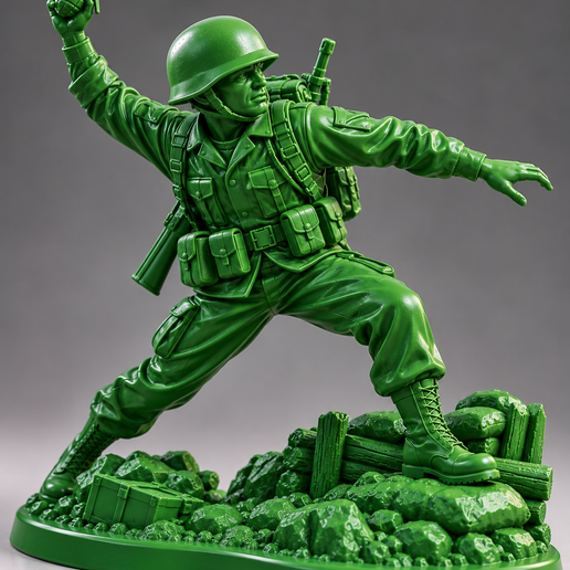Green Army Toy Soldier – Grenade Thrower | STL