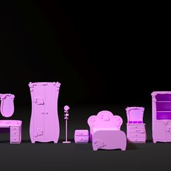 10007.jpg 3D file Furniture set for barbie dolls・Template to download and 3D print