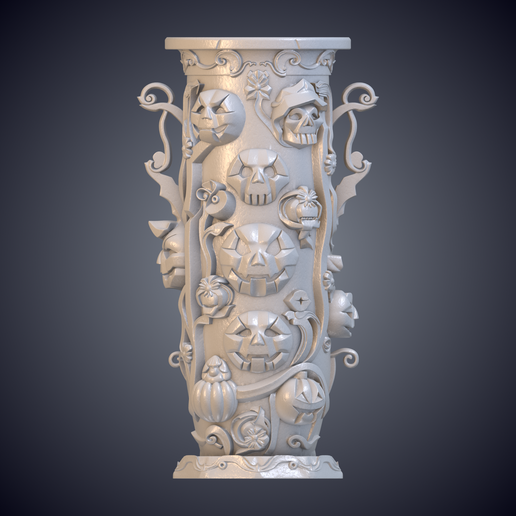Halloween Jack o Lantern Skulls Column Decorative Vase GPM-154