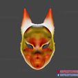 Kitsune_Japanese_Fox_Mask_3dprint_08.jpg Japanese Kitsune Tailed Demon Fox Cosplay Mask 3D Print File