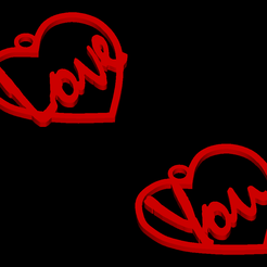 earing-love-you.png STL-Datei OHRRING LOVE YOU VALENTINSTAG・Design für 3D-Drucker zum herunterladen